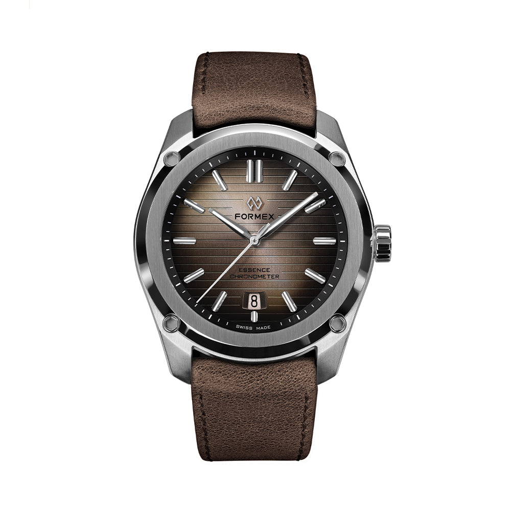 Formex Essence 41mm Degradé Brown watch with brown leather strap