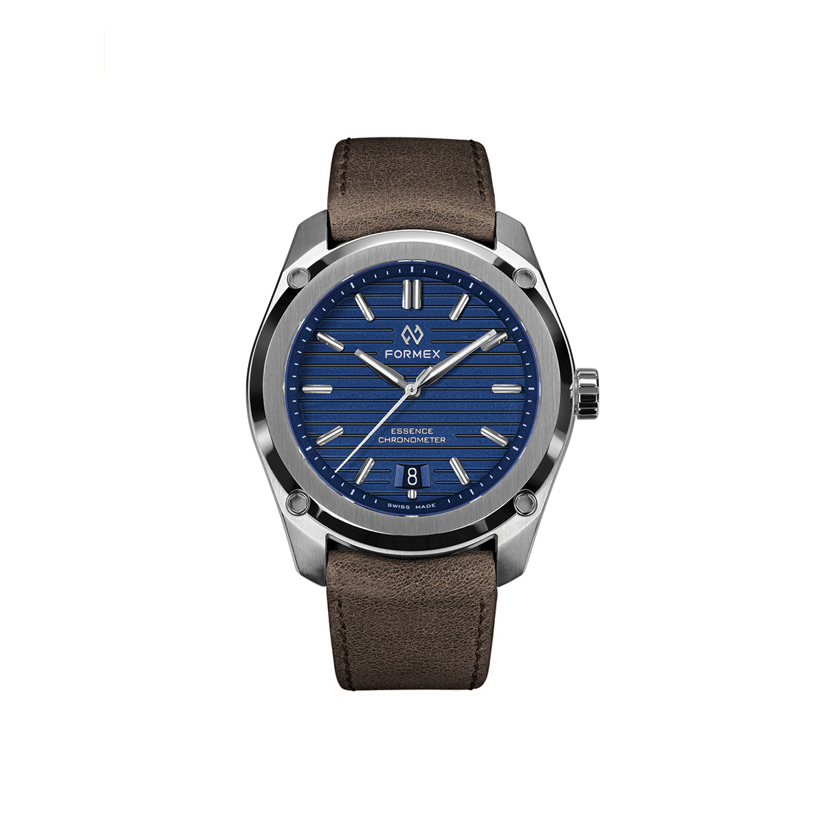 Formex Essence Automatic COSC 39mm blue dial watch with brown leather strap