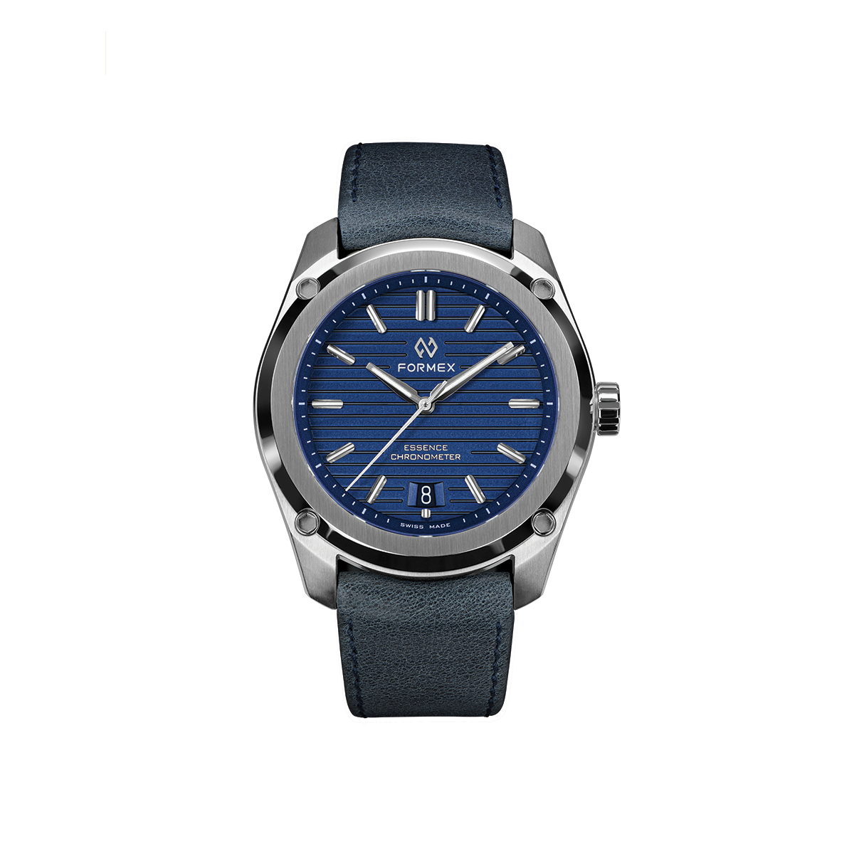 Formex Essence Automatic COSC 39mm blue dial watch with blue leather strap
