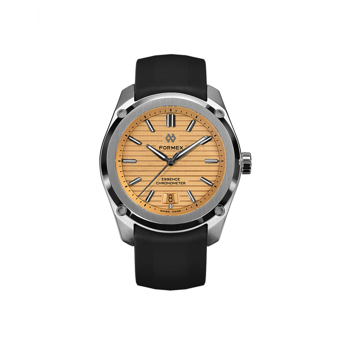 Essence Automatic COSC 39mm Radiant Bronze watch with a black silicone strap