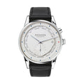 Nomos Glashütte Zurich World Time White watch with silver case and black leather strap