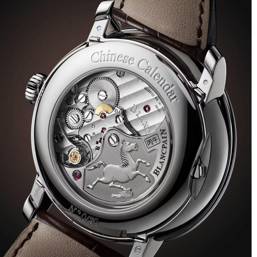 Villeret Calendrier Chinois Traditionnel Platinum Year of the Horse Limited Edition 45.2mm - Salmon on Leather Strap