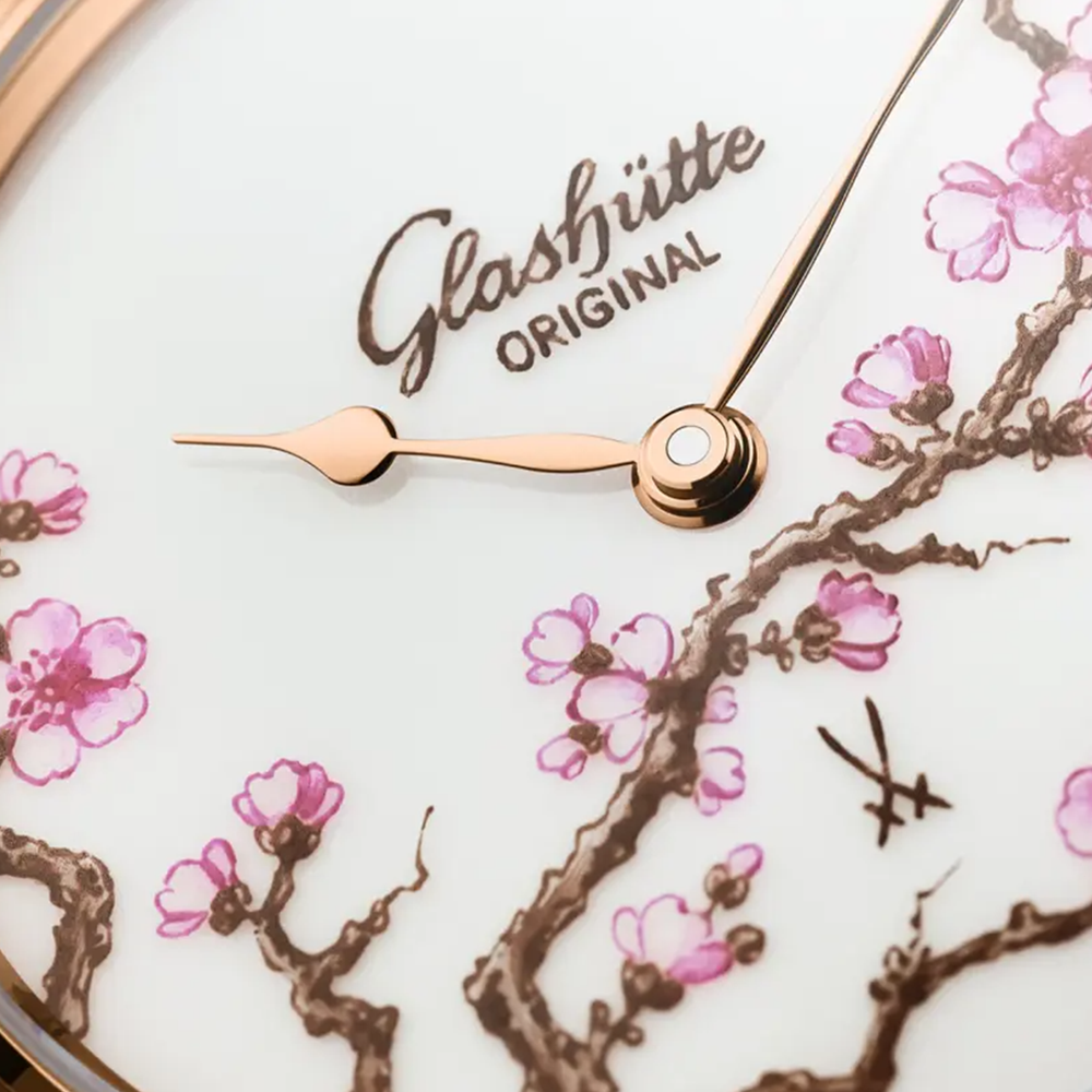 Senator Meissen Cherry Blossom 40mm - White on Leather Strap