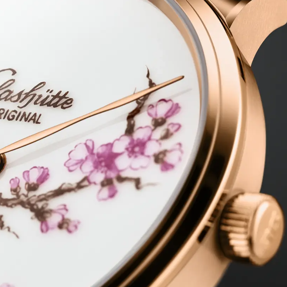 Senator Meissen Cherry Blossom 40mm - White on Leather Strap