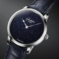 Senator Aventurine Platinum 40mm - Blue on Leather Strap