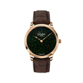 Senator Aventurine Red Gold 40mm - Green on Leather Strap