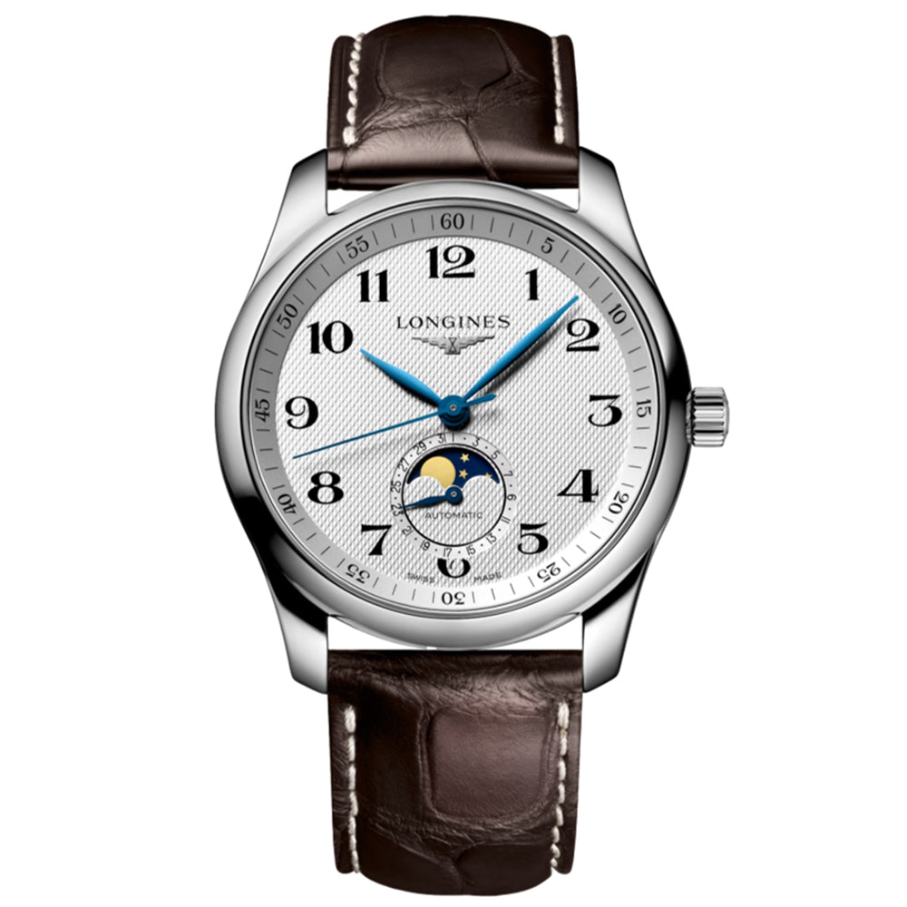 Master Moonphase 40mm - Silver "Barleycorn" on Leather Strap