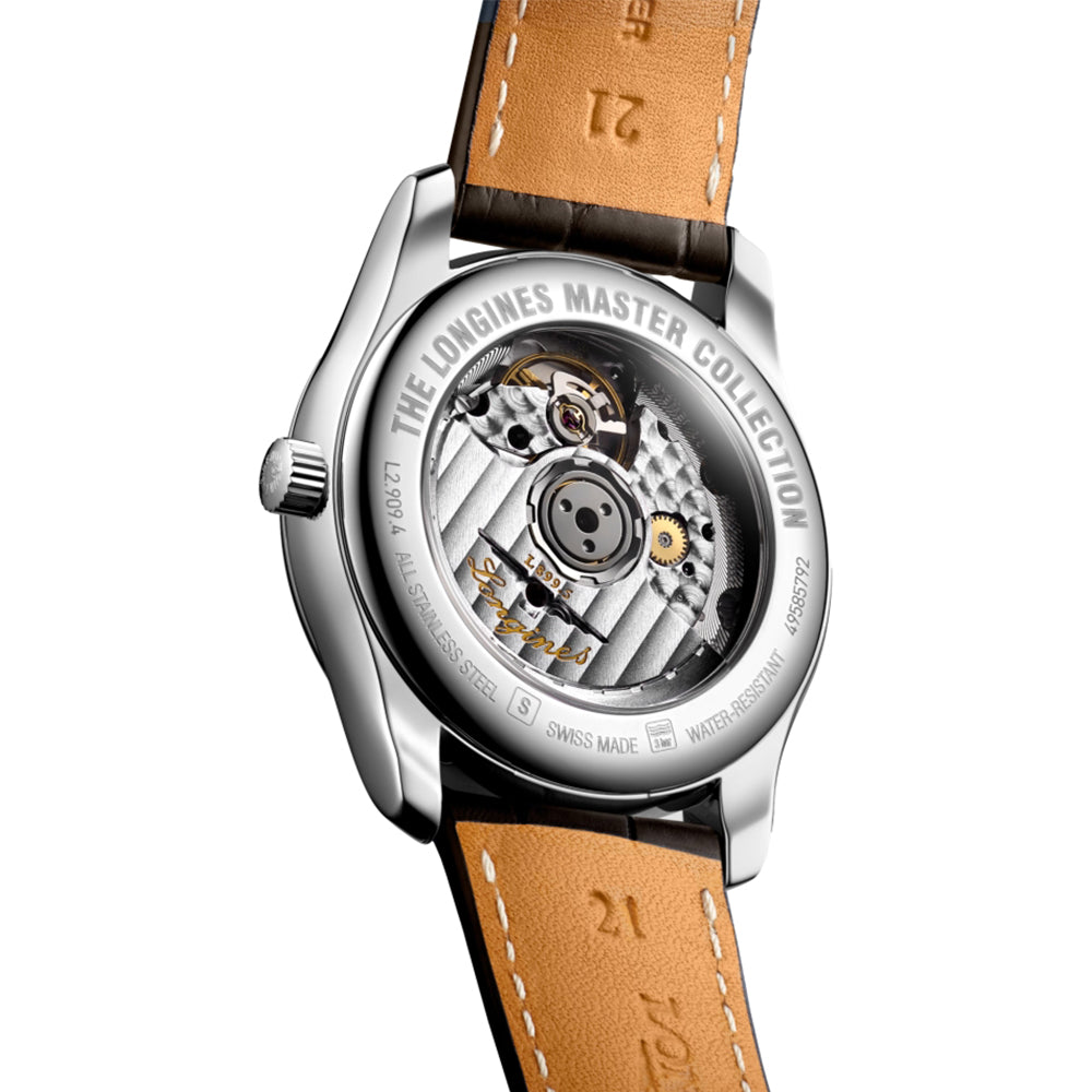 Master Moonphase 40mm - Silver "Barleycorn" on Leather Strap