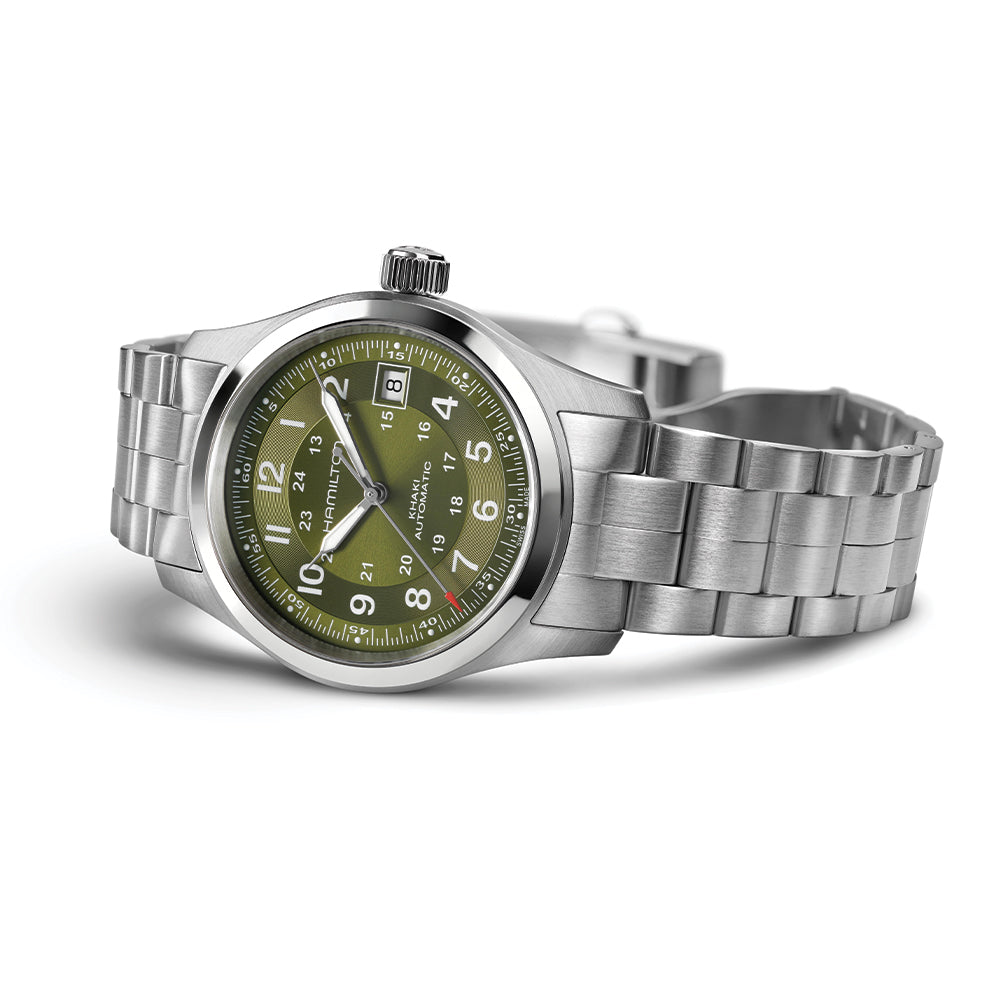 Khaki Field Auto Date 42mm - Green on Bracelet