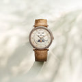 Villeret Moonphase Red Gold 40mm - Opaline on Leather Strap