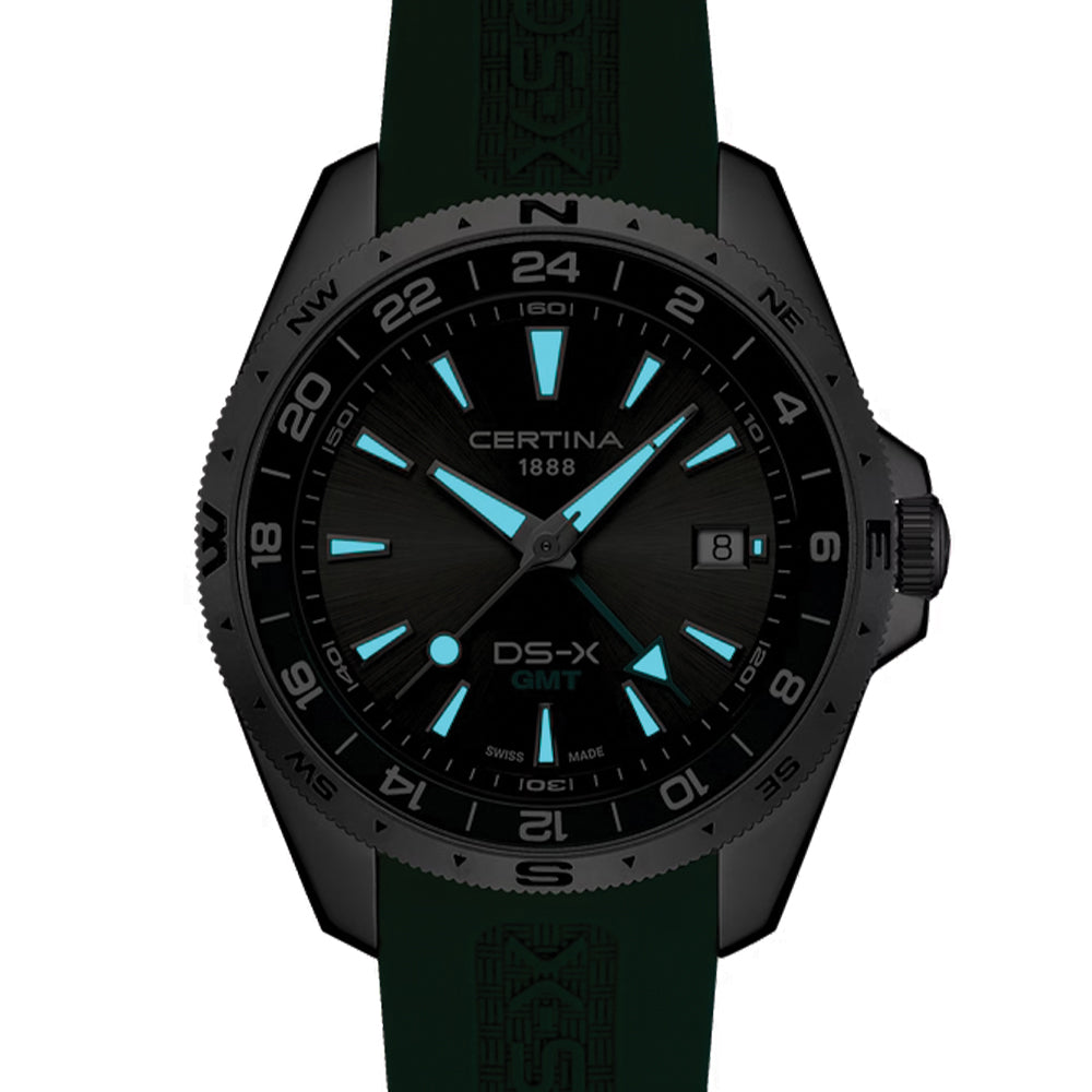 DS-X “New DS Concept Extreme Shock Resistance” GMT Quartz 41mm - Grey on Green Rubber Strap
