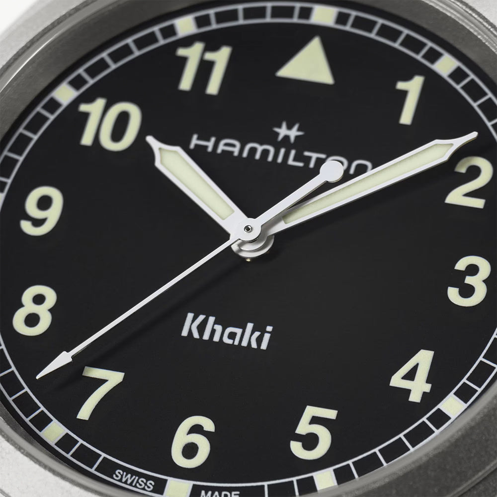 Khaki Field Quartz 38mm - Black w/ White Numerals on Bracelet