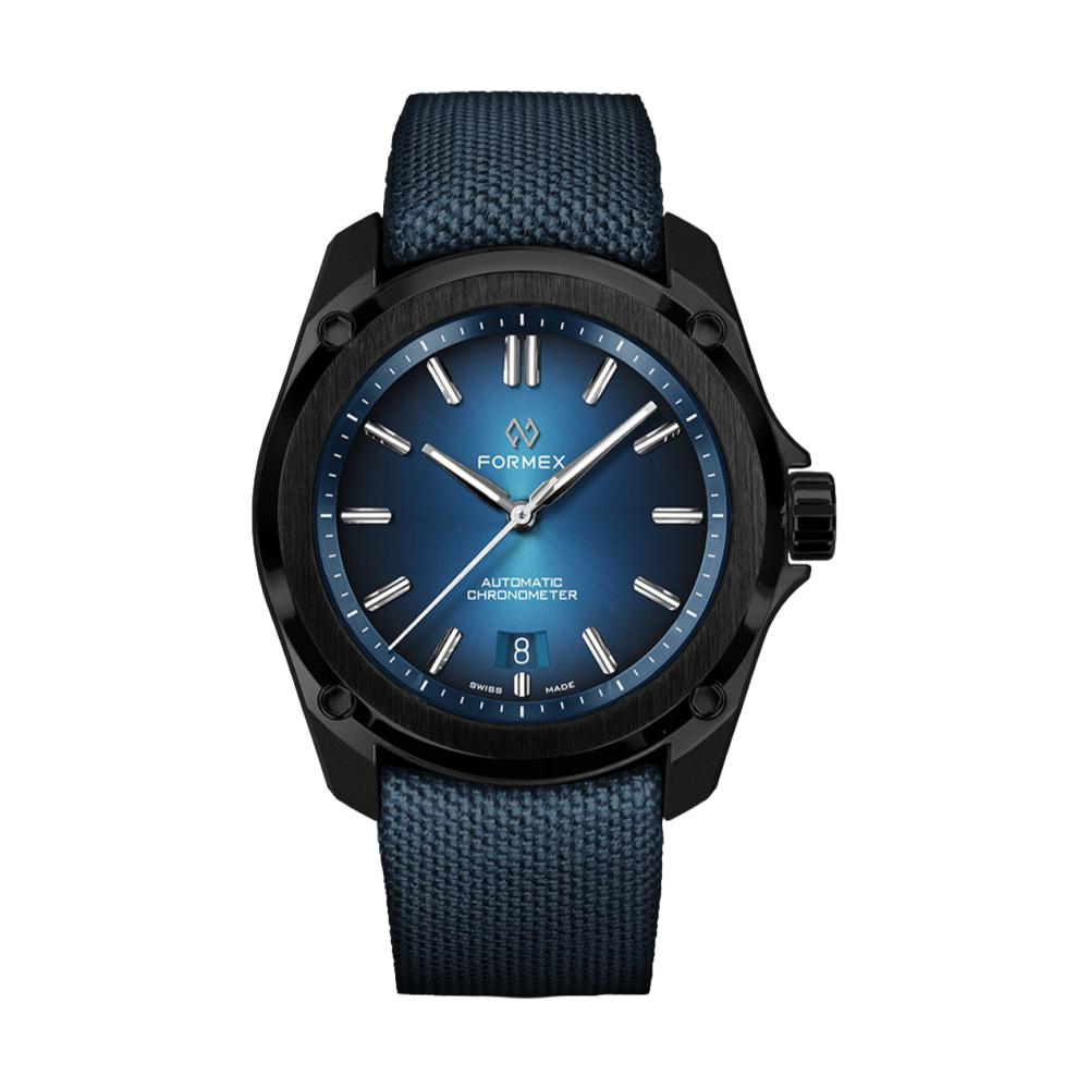 Formex Essence Leggera Automatic Chronometer 41mm with electric blue dial and blue woven strap