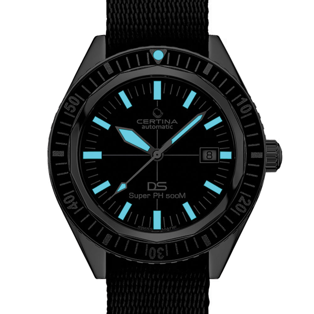DS Super PH500M 43mm - Black on One-Piece Nylon Strap