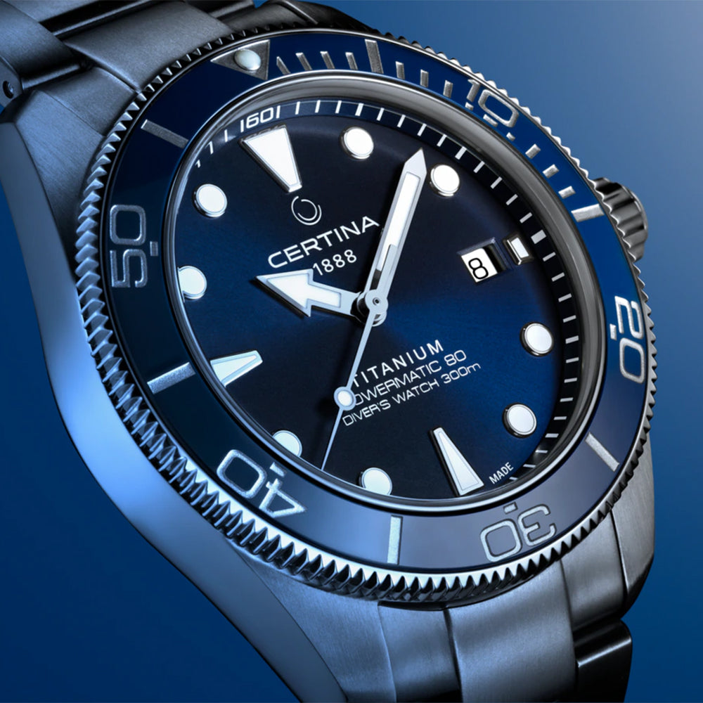 DS Action Diver "New DS Concept Extreme Shock Resistance" Titanium 40.5mm - Blue on Bracelet