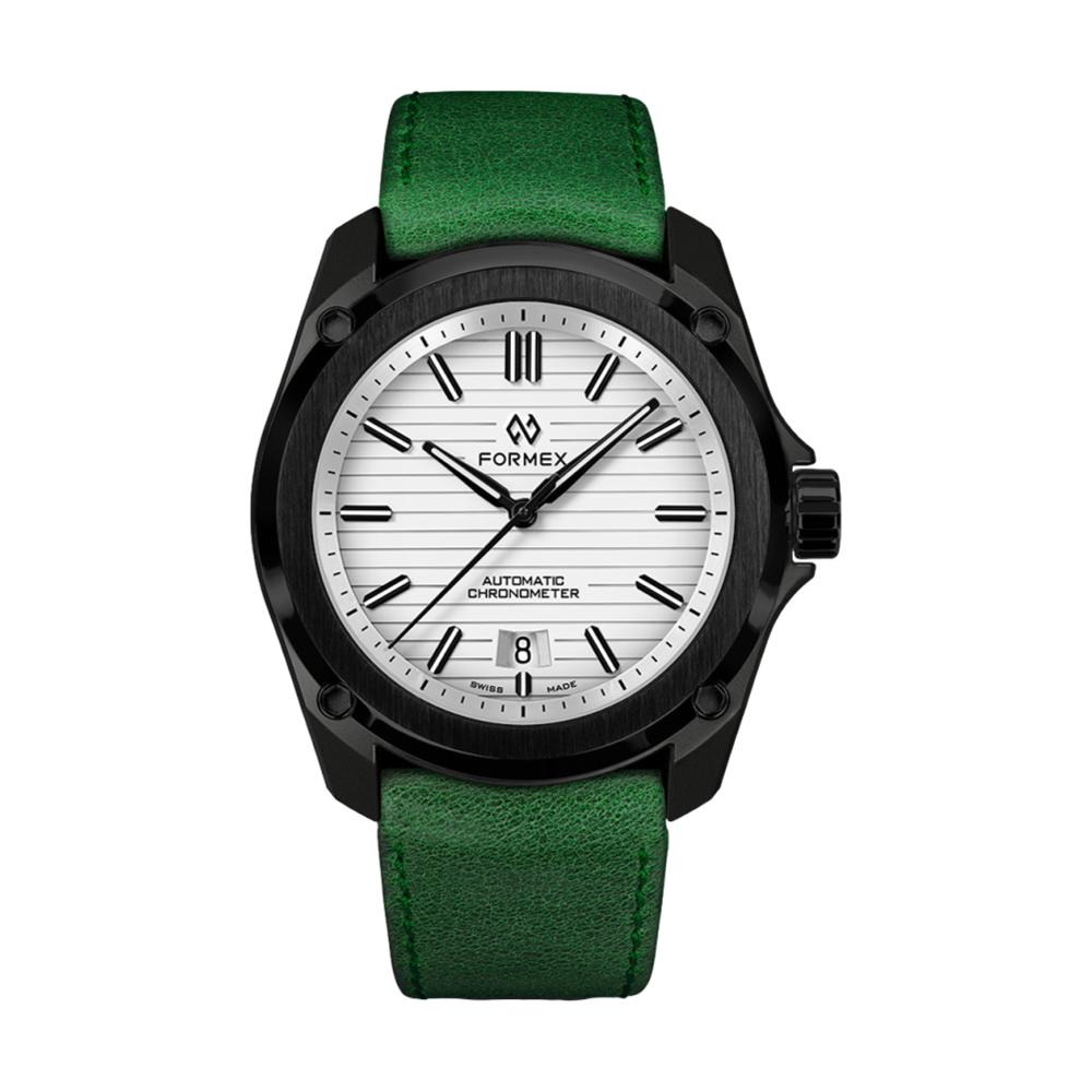 Formex Essence Leggera white dial automatic chronometer 41mm with green leather strap