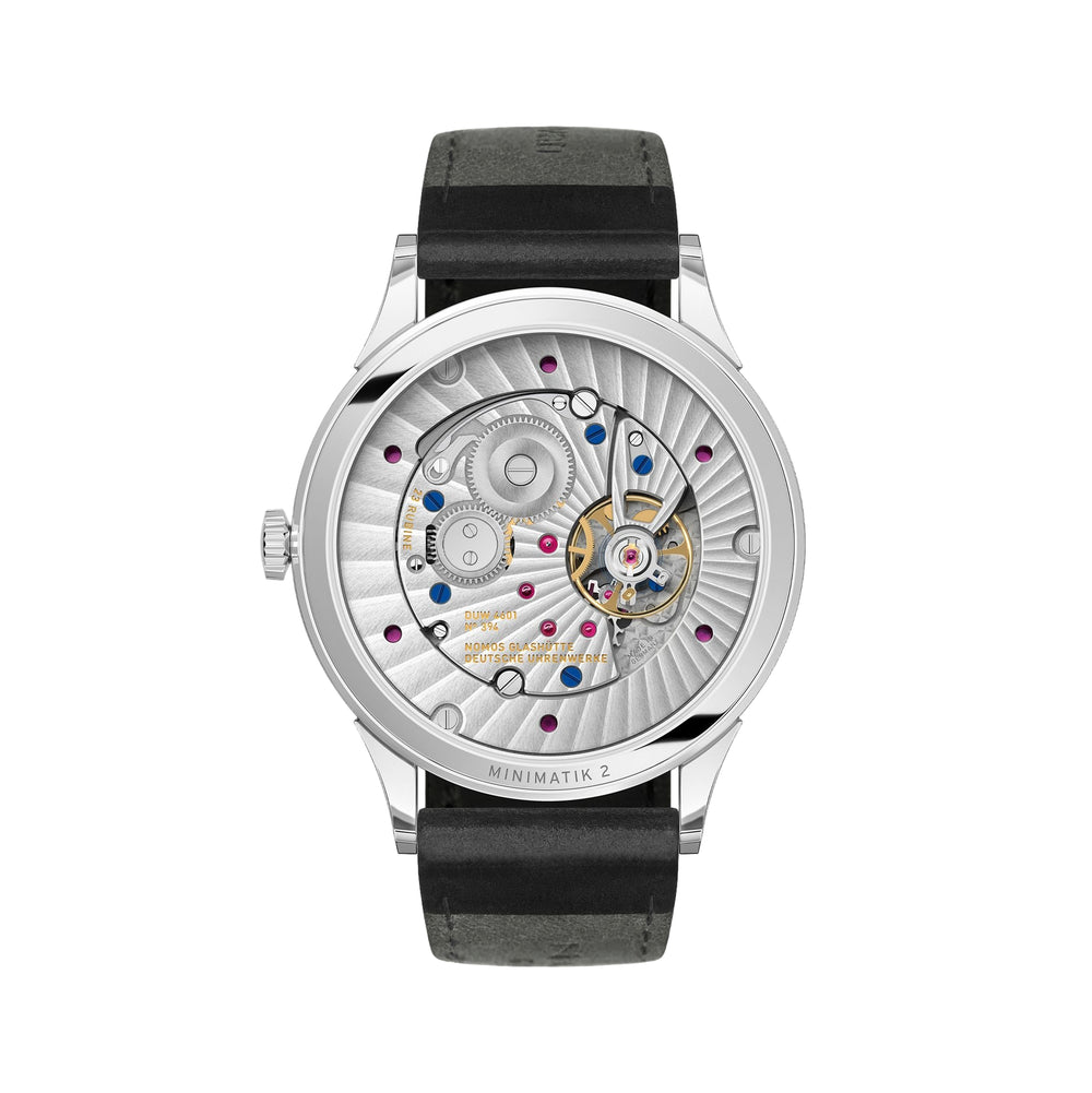 Minimatik Date 39mm - White Silver-Plated on Leather Strap