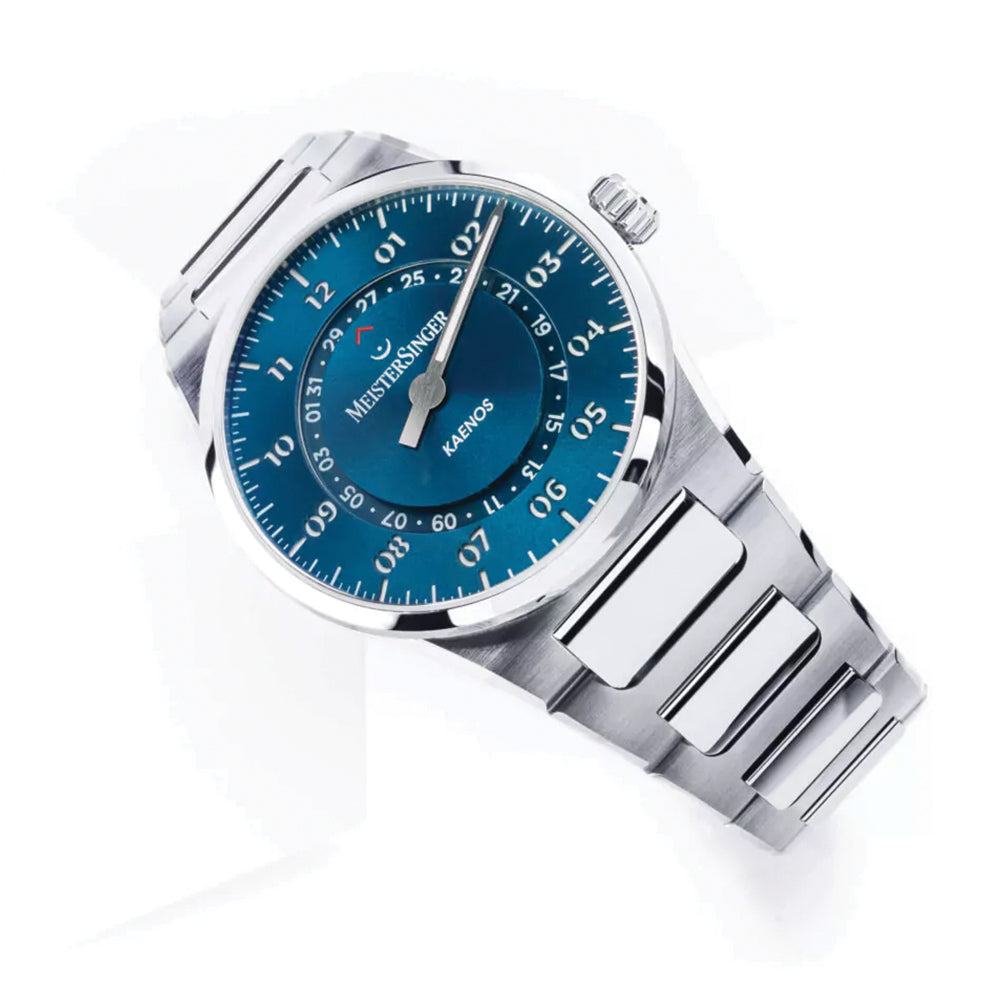 Kaenos Open Date 40mm - Petrol Blue on Bracelet