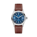 Khaki Field Auto Date 42mm - Blue on Leather Strap