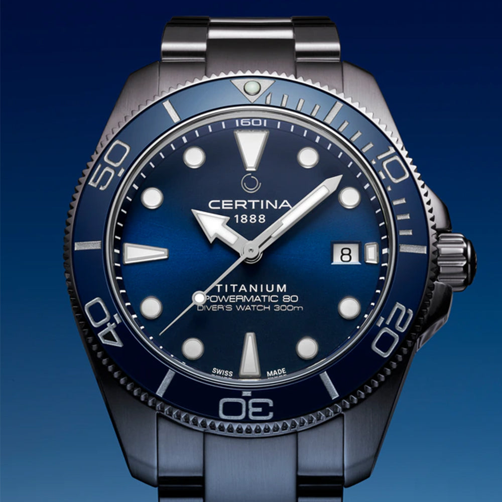 DS Action Diver "New DS Concept Extreme Shock Resistance" Titanium 40.5mm - Blue on Bracelet