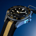 DS Action Diver "New DS Concept Extreme Shock Resistance" 40.5mm - Black on One-Piece Textile Strap