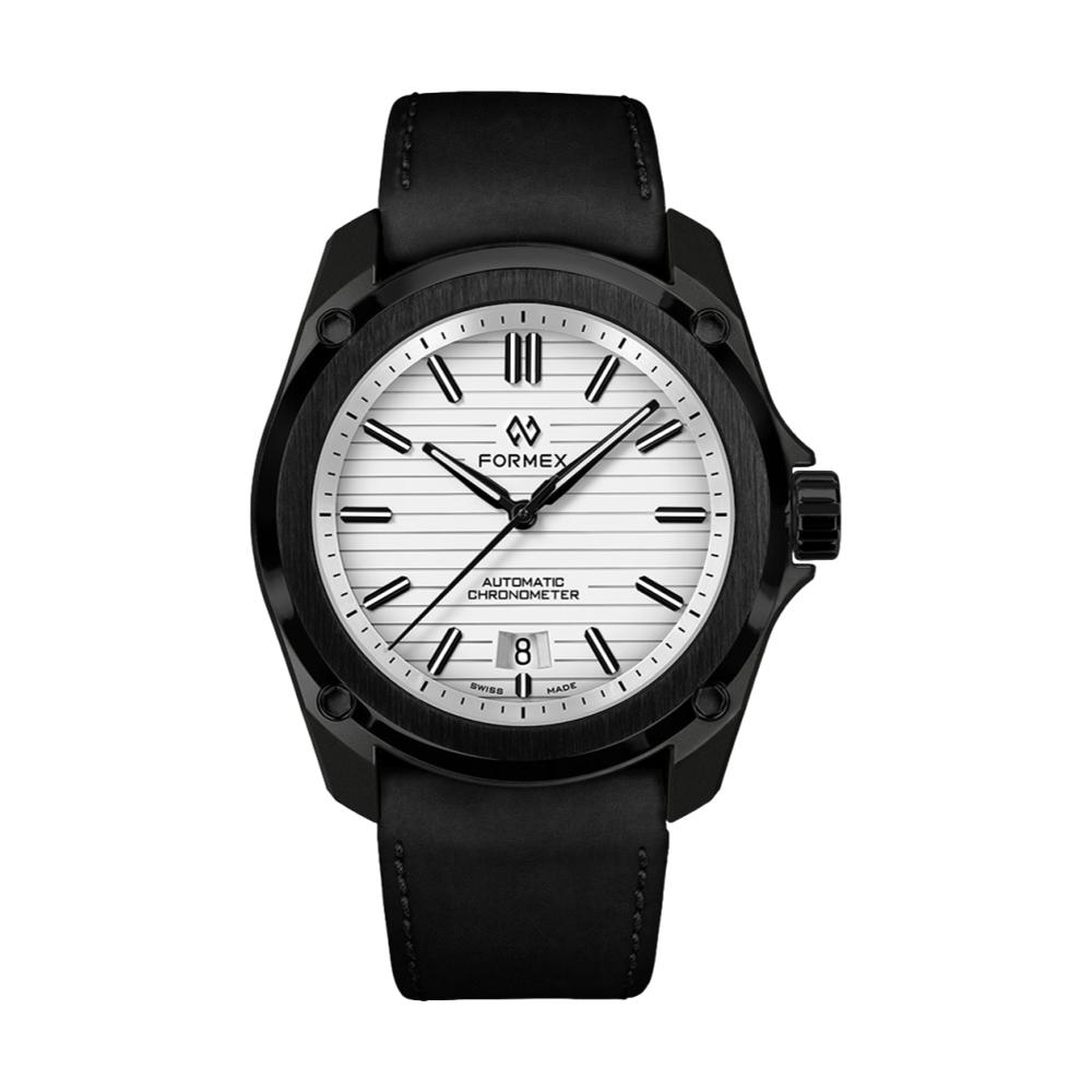Formex Essence Leggera white dial automatic chronometer 41mm with black leather strap