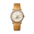 Villeret Moonphase Red Gold 33.2mm - Opaline w/ Diamonds on Leather Strap