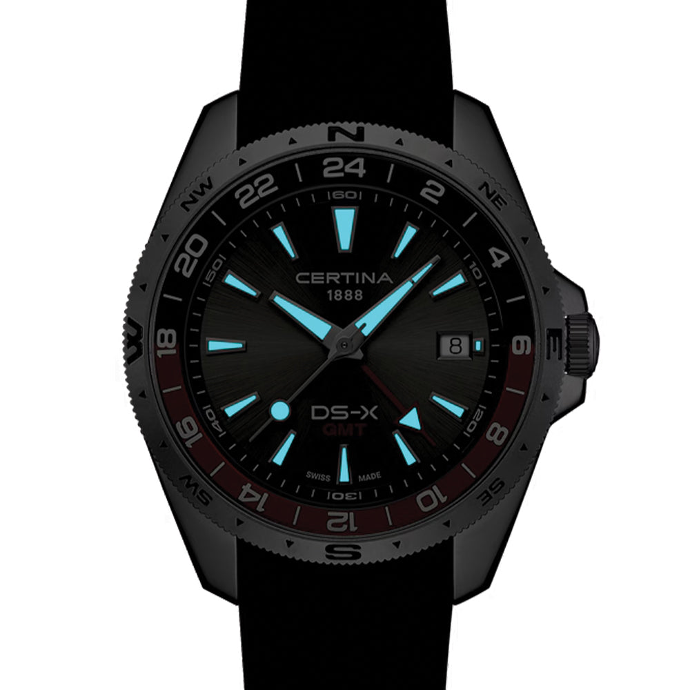 DS-X “New DS Concept Extreme Shock Resistance” GMT Quartz 41mm - Grey on Black Rubber Strap