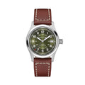 Khaki Field Auto Date 42mm - Green on Leather Strap