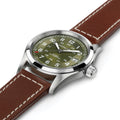 Khaki Field Auto Date 42mm - Green on Leather Strap
