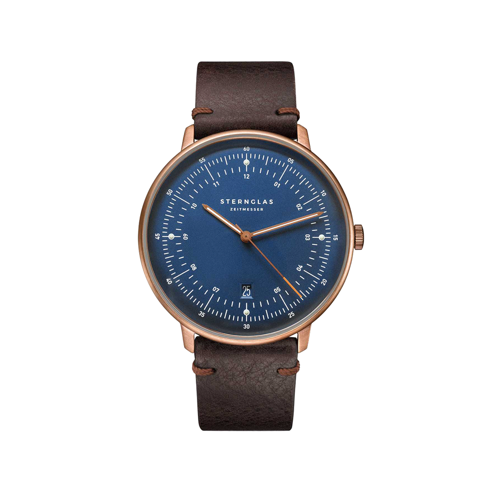 Hamburg Quartz Bronze Update 42mm - Blue on Leather Strap