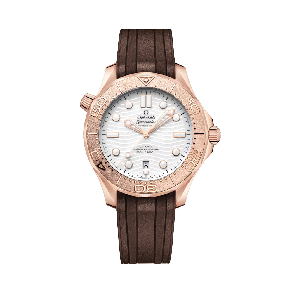 Seamaster Diver 300M Sedna™ Gold 42mm - White on Rubber Strap