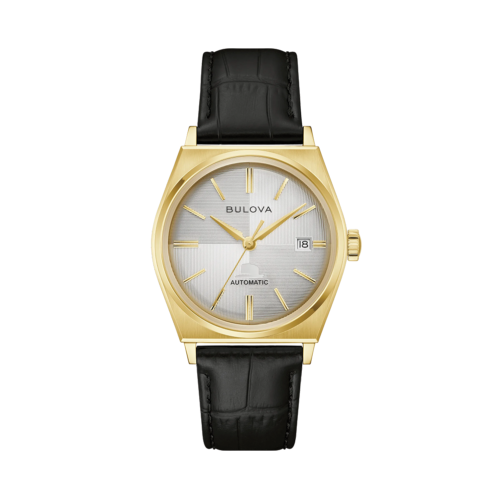 Frank Sinatra Nothing But The Best Gold-Tone 37mm - Silver on Leather Strap