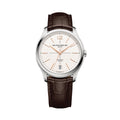 Clifton Round Baumatic 39mm - White on Leather Strap