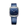 ALD Time Only midnight aventurine watch in steel 37mm with blue textured leather strap