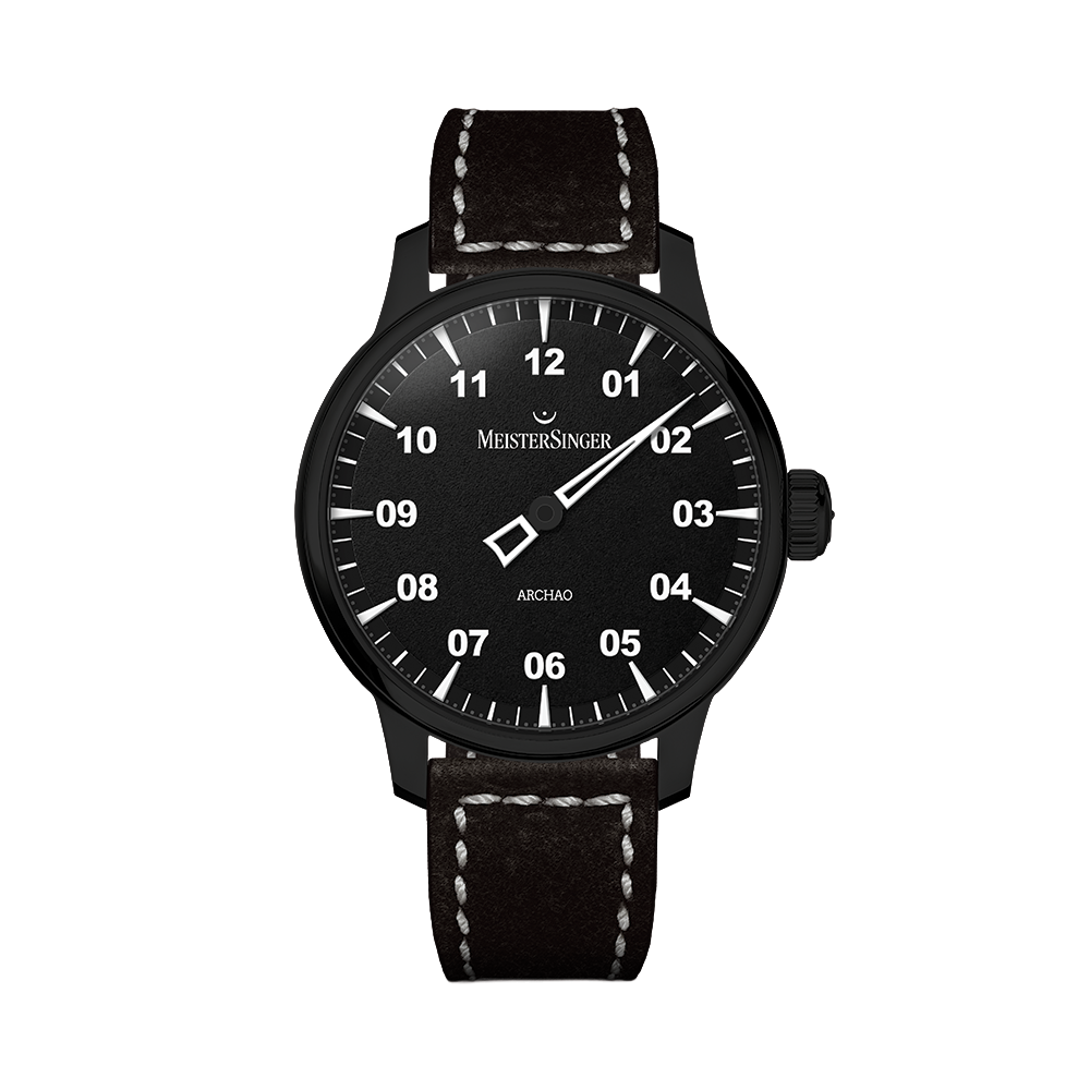 Archao DLC 43mm - Black on Leather Strap