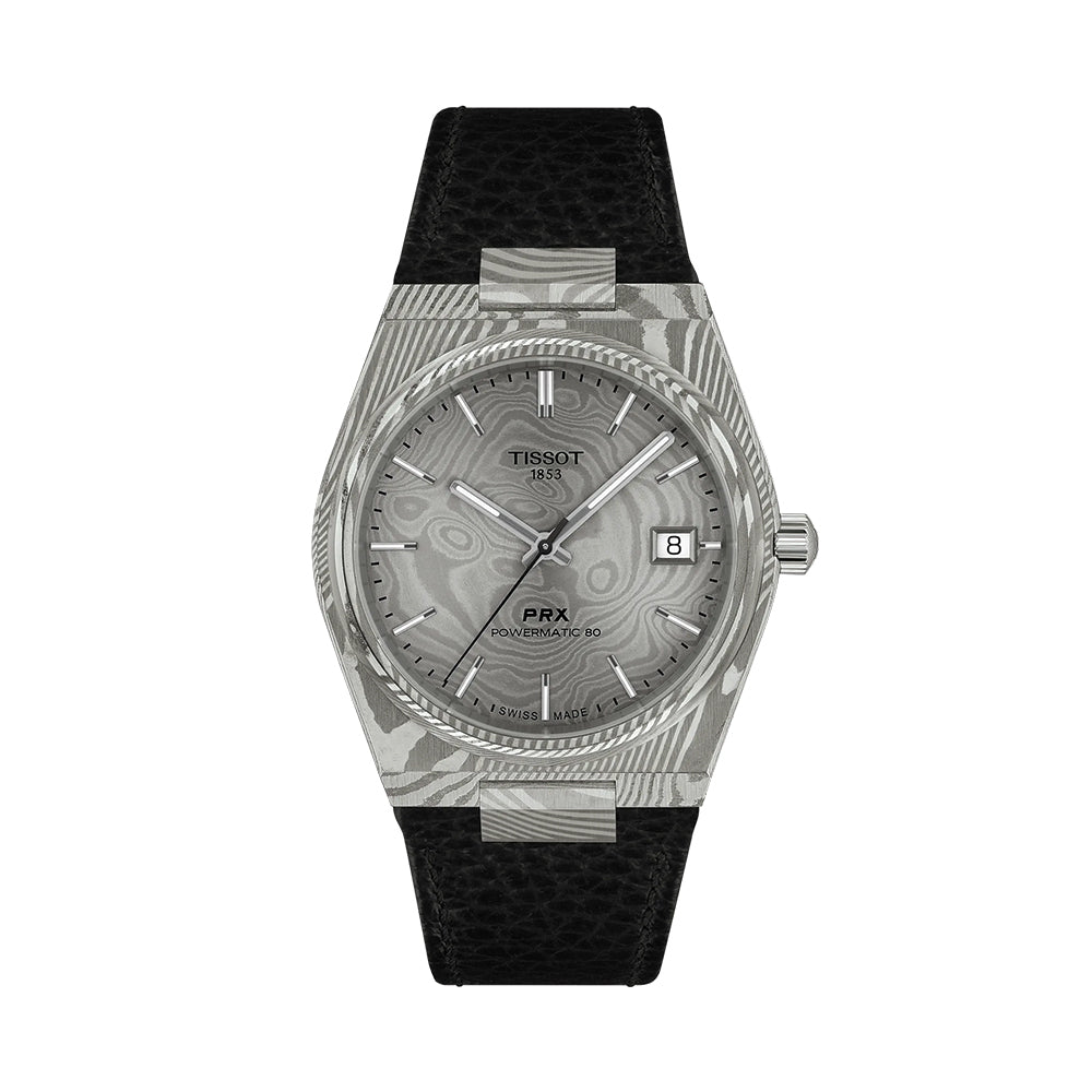 PRX Damascus Powermatic 80 38mm - Grey on Leather Strap