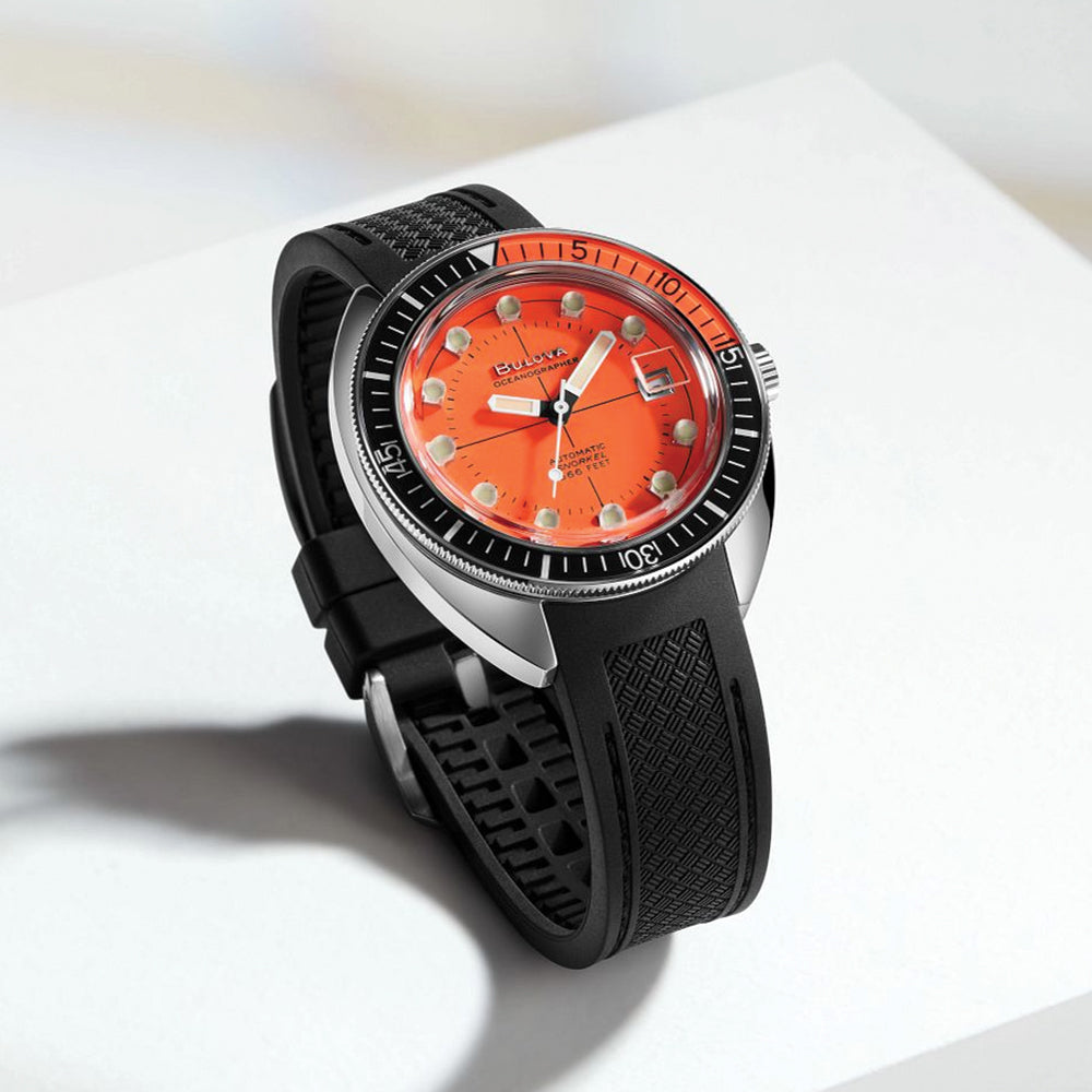 Devil Diver 41mm - Orange Rubber Strap