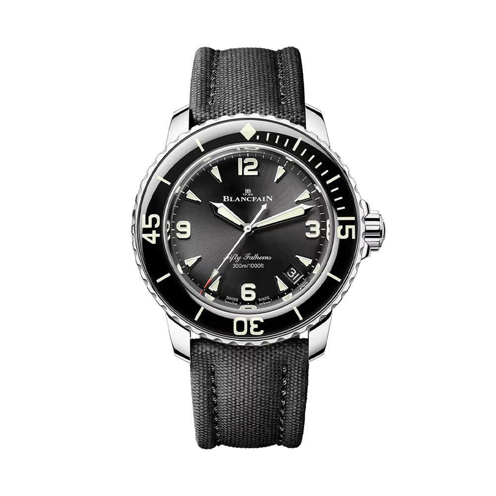 Fifty Fathoms Automatique Steel 42.3mm - Black on Sail-Canvas Strap