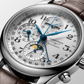 Master Collection Chronograph Moonphase 42mm - Silver on Leather Strap