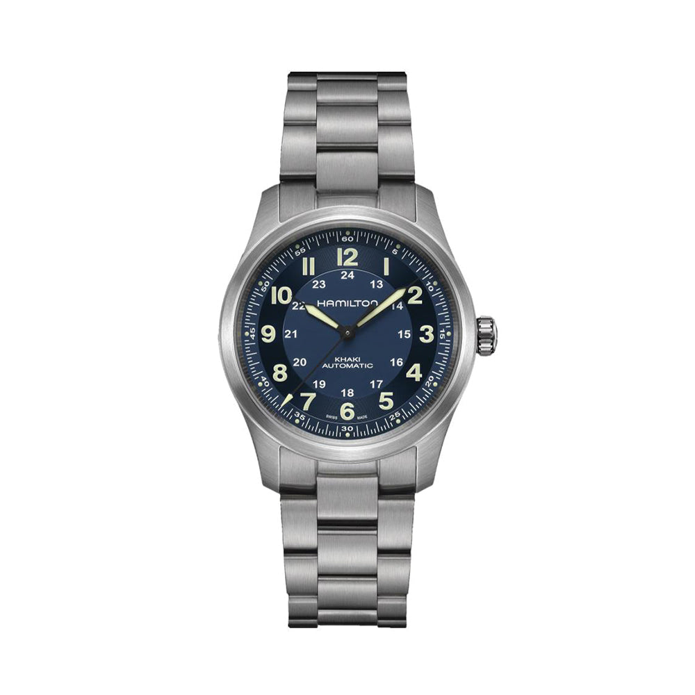 Khaki Field Titanium Auto 38mm - Blue on Bracelet