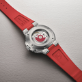 Aquis Date Relief 43.5mm - Silver on Rubber Strap