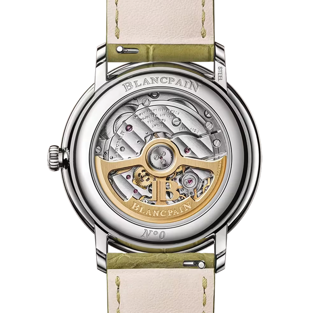 Villeret Ultraplate 38mm - Gold-Toned Opaline, Yellow Gold Accents on Leather Strap