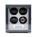 Formula Quad Watch Winder in silver with four circular slots for watches and a digital control panel