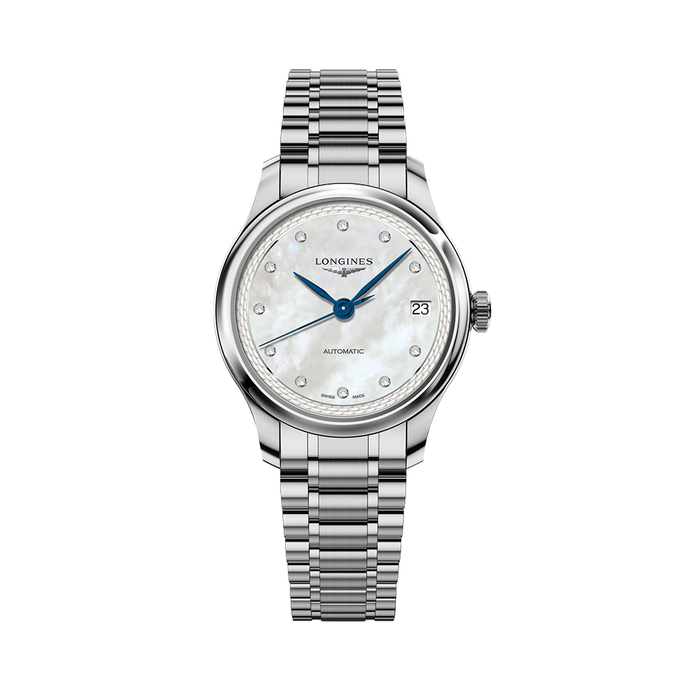 Master 34mm - White, Mother-of-Pearl, Diamond-Set on Bracelet