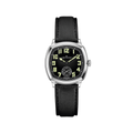 American Classic Cushion Mechanical 34mm watch with black dial and black leather strap