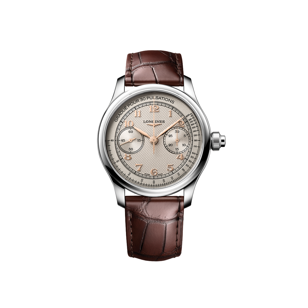 Master Chrono Monopusher Manual 41mm - Silver Opaline on Leather Strap