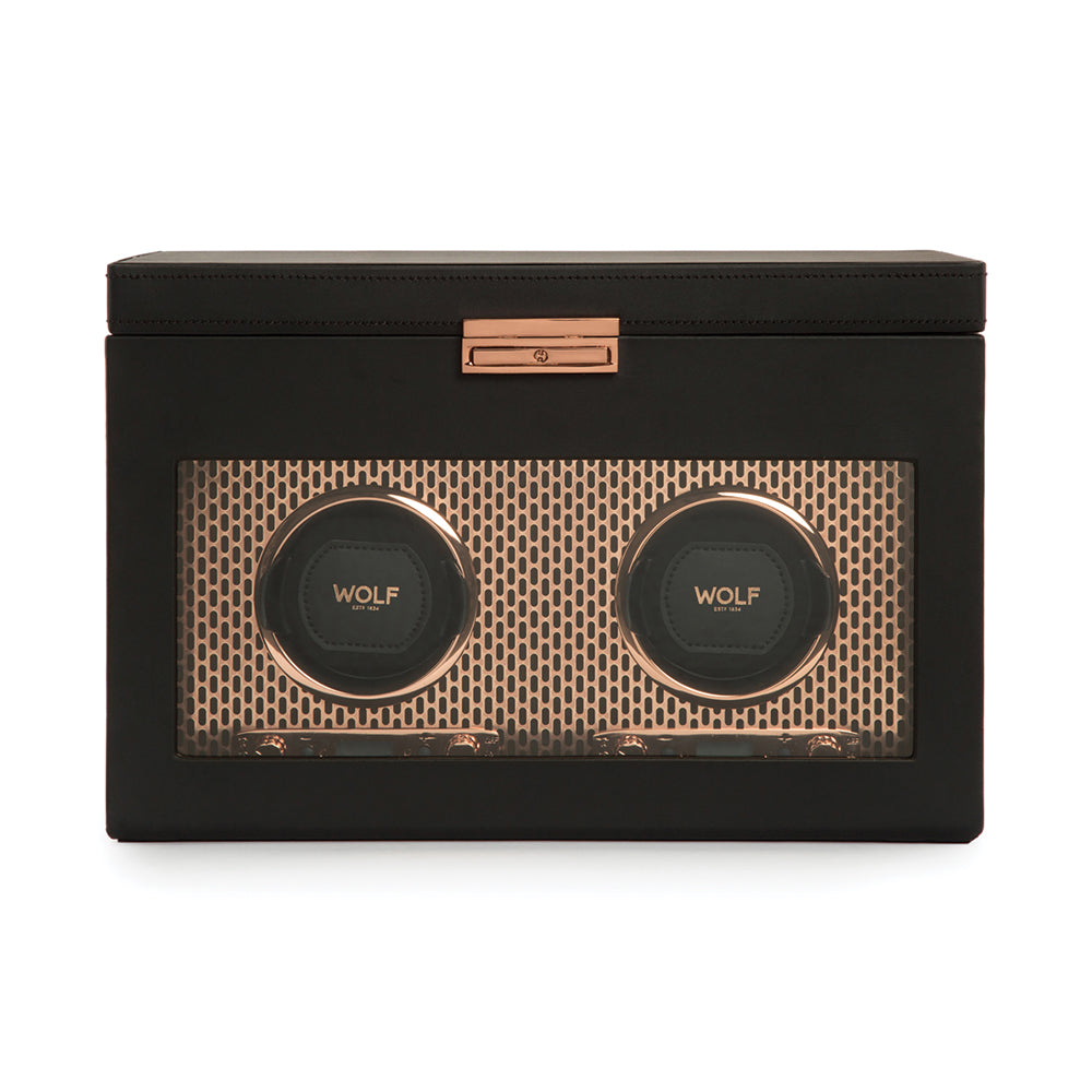 Axis Double Watch Winder With Storage - Copper