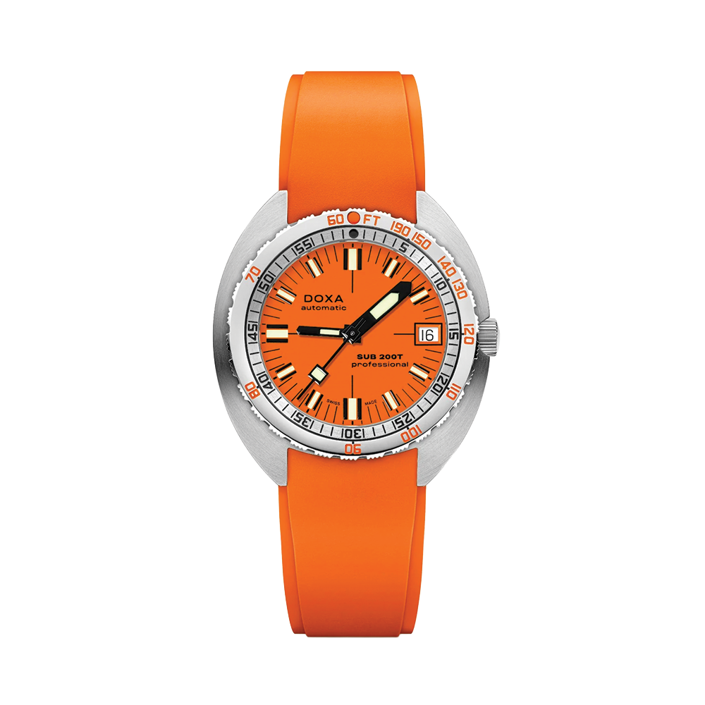 SUB 200T Professional 39mm - Orange on Rubber Strap