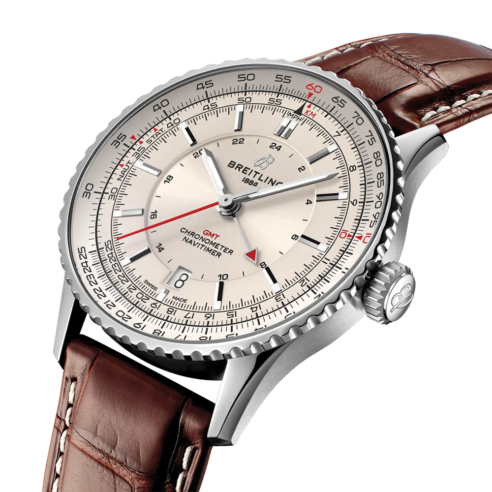 Navitimer Automatic GMT 41mm - Beige on Leather Strap